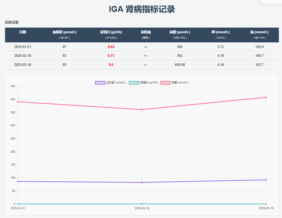 做了个IGA肾病数据记录页面